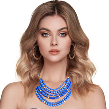 Load image into Gallery viewer, 6 Layer Blue Bead Necklace
