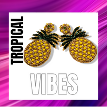 Load image into Gallery viewer, Felt Back Beaded Pineapple Dangle Earrings - E1085
