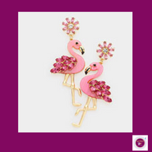 Load image into Gallery viewer, Rhinestone Embellished Flamingo Pink Earrings - Preorder | 578057
