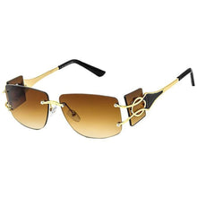 Load image into Gallery viewer, Brown Rimless Temple Sunglasses
