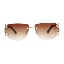 Load image into Gallery viewer, Brown Rimless Temple Sunglasses
