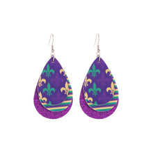 Load image into Gallery viewer, Fleur de Lis Mardi Gras Earrings
