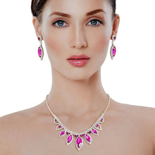 Load image into Gallery viewer, Fuchsia Marquise Crystal Silver Set
