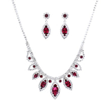 Load image into Gallery viewer, Fuchsia Marquise Crystal Silver Set
