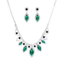 Load image into Gallery viewer, Green Marquise Crystal Silver Set
