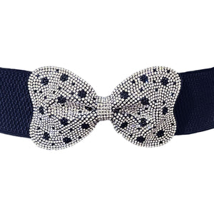 Dotted Bowknot Rhinestone Stretch Belt