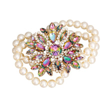 Load image into Gallery viewer, Radiant Pink Green Cream Pearl Bracelet
