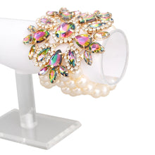 Load image into Gallery viewer, Radiant Pink Green Cream Pearl Bracelet
