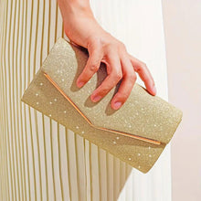 Load image into Gallery viewer, Clutch Gold Sparkle Flap Clutch for Women
