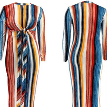 Load image into Gallery viewer, Striped 4XL Knot Bodycon Dress
