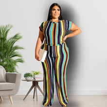 Load image into Gallery viewer, Blue Stripe 4XL Top Pants Set
