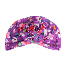 Load image into Gallery viewer, Purple Floral Flower Knot Turban
