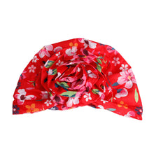 Load image into Gallery viewer, Red Floral Flower Knot Turban
