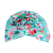 Load image into Gallery viewer, Turquoise Floral Flower Knot Turban
