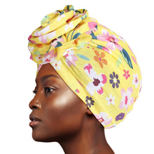 Load image into Gallery viewer, Yellow Floral Flower Knot Turban
