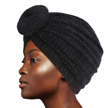 Load image into Gallery viewer, Black Stripe Donut Knot Turban
