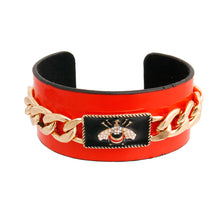 Load image into Gallery viewer, Bee-luxe Cuff: Red Bespoke Chain

