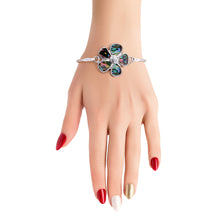 Load image into Gallery viewer, Abalone Flower Silver Bangle
