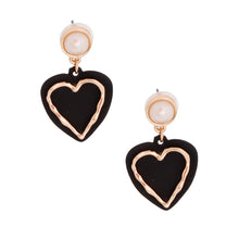 Load image into Gallery viewer, Black Rubber Coated Heart Earrings
