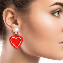 Load image into Gallery viewer, Red Rubber Coated Heart Earrings
