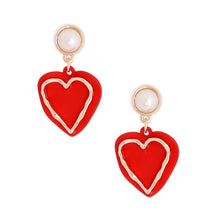 Load image into Gallery viewer, Red Rubber Coated Heart Earrings
