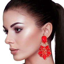 Load image into Gallery viewer, Red Marquise Dangle Earrings
