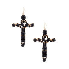 Load image into Gallery viewer, Black Celeb Cross Earrings
