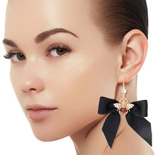 Load image into Gallery viewer, Black Bow Bee Earrings
