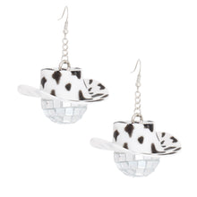 Load image into Gallery viewer, Black Cowgirl Disco Ball Earrings
