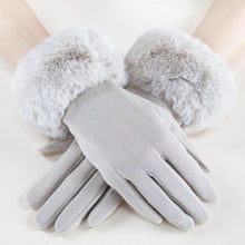 Load image into Gallery viewer, Gloves Beige Fur Trim Winter Gloves for Women
