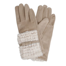 Load image into Gallery viewer, Gloves Beige Ribbon Fur Winter Gloves for Women
