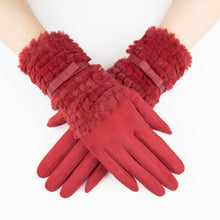 Load image into Gallery viewer, Gloves Red Ribbon Fur Winter Gloves for Women
