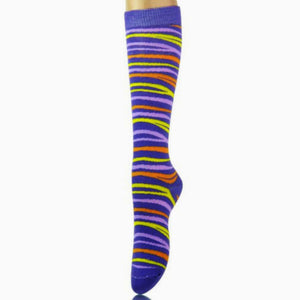 Purple Tiger Stripe Kneww High Socks