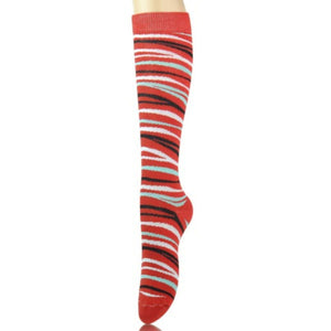 Red Tiger Stripe Kneww High Socks