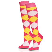 Load image into Gallery viewer, Pink Argyle Knee High Socks
