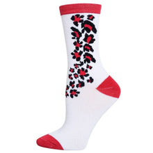 Load image into Gallery viewer, Women&#39;s Crew Socks White Pink Cheetah
