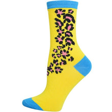 Load image into Gallery viewer, Yellow Blue Cheetah Crew Socks
