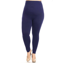 Load image into Gallery viewer, Navy Plus Size High Waist Leggings- 33inch
