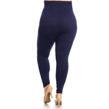 Load image into Gallery viewer, Navy Plus Size High Waist Leggings- 33inch
