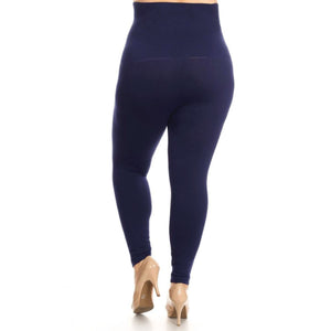 Navy Plus Size High Waist Leggings- 33inch