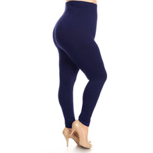 Load image into Gallery viewer, Navy Plus Size High Waist Leggings- 33inch
